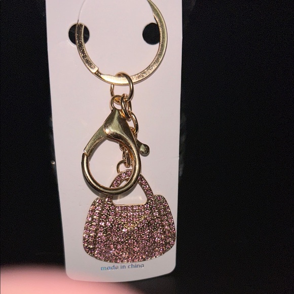 Mint Pink and Gold Handbag Keychain - Picture 2 of 2